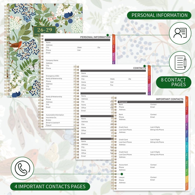 Vondafe 2026-2029 Monthly Planner/Calendar - 3 Year Monthly Planner 2026-2029, July 2026 - June 2029, 9" x 11", 3 Year Calendar 2027-2028-2029 with Colorful Tabs, Notes Pages, Inner Pocket - Image 5