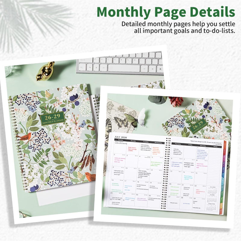 Vondafe 2026-2029 Monthly Planner/Calendar - 3 Year Monthly Planner 2026-2029, July 2026 - June 2029, 9" x 11", 3 Year Calendar 2027-2028-2029 with Colorful Tabs, Notes Pages, Inner Pocket - Image 2