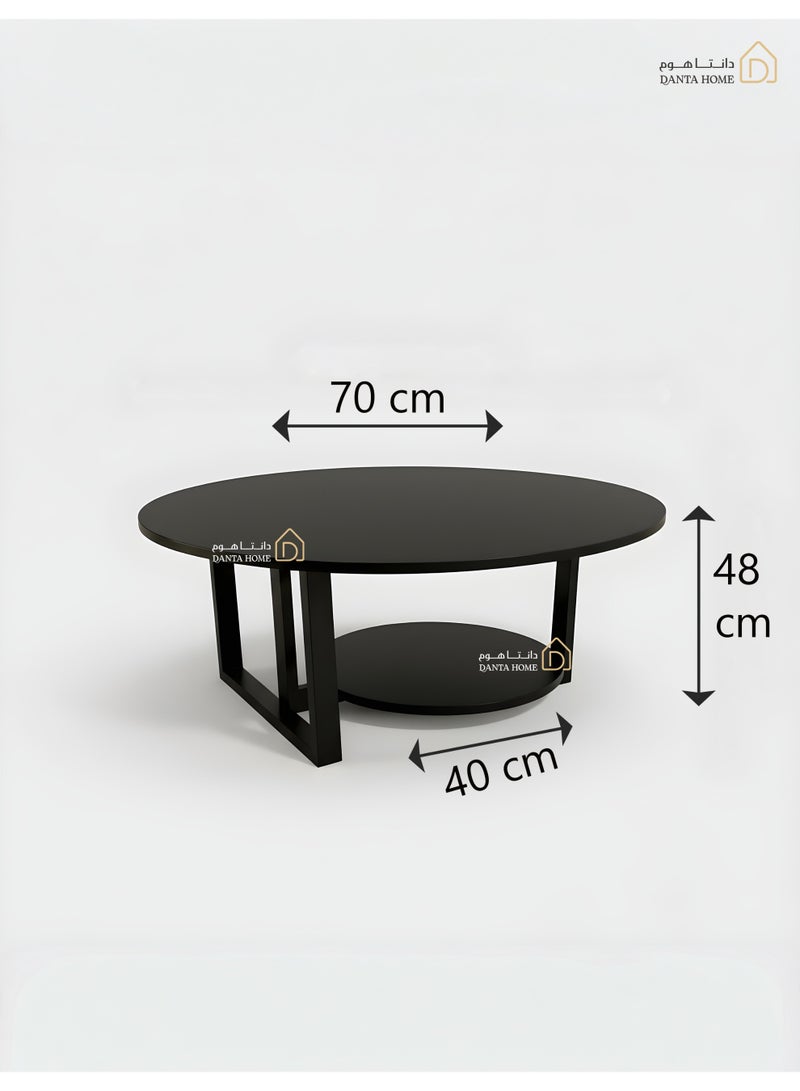 DANTA HOME Modern Round Coffee Table In Black, 70 cm Diameter – Scratch-Resistant Wooden Top With A Lower Storage Shelf – Sturdy Center Table For Living Rooms And Offices - Image 3