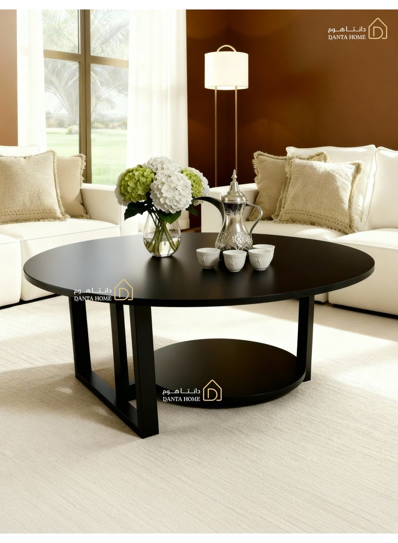 DANTA HOME Modern Round Coffee Table In Black, 70 cm Diameter – Scratch-Resistant Wooden Top With A Lower Storage Shelf – Sturdy Center Table For Living Rooms And Offices - Image 4