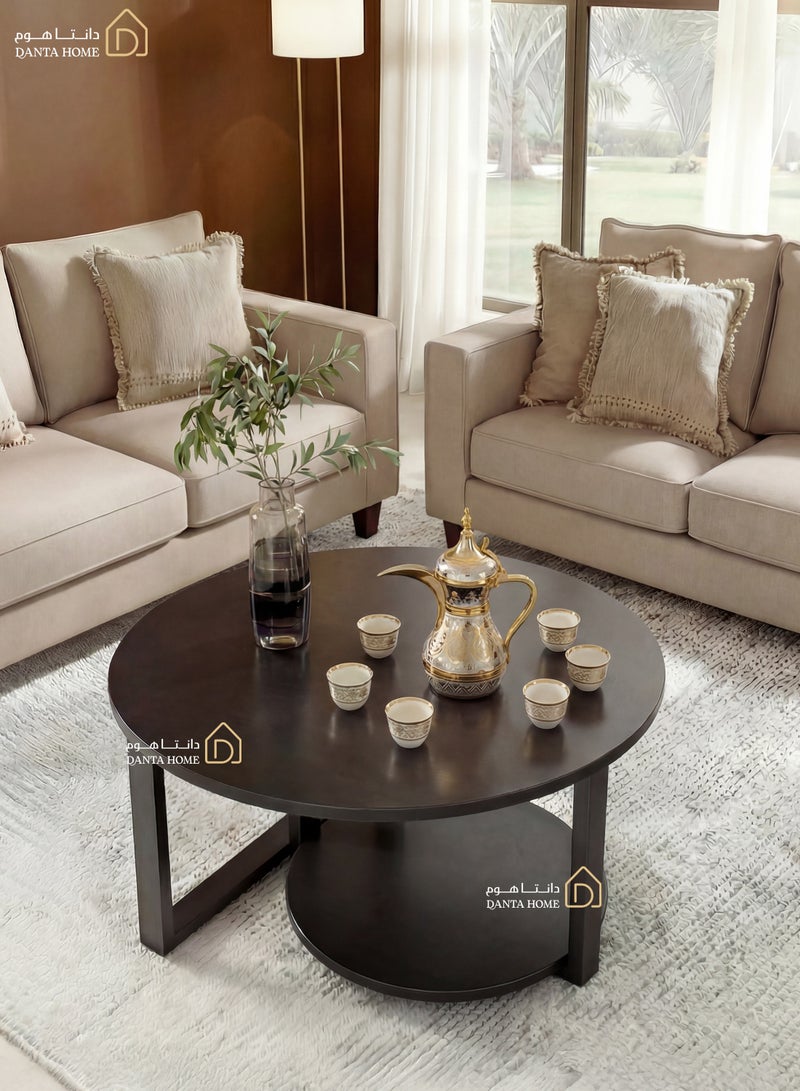 DANTA HOME Modern Round Coffee Table In Black, 70 cm Diameter – Scratch-Resistant Wooden Top With A Lower Storage Shelf – Sturdy Center Table For Living Rooms And Offices - Image 2