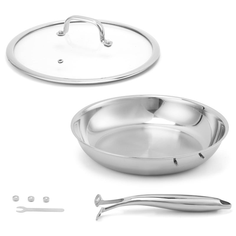 Ranbomer Stainless Steel Panï¼ŒNon-Toxic PFAS, PFOA & PTFE Free, Compatible With All Cooktops & Induction Safe, Oven Safe Pan for Searing & SautÃ©ing, Long Lasting Cookware. (12 Inch) - Image 2