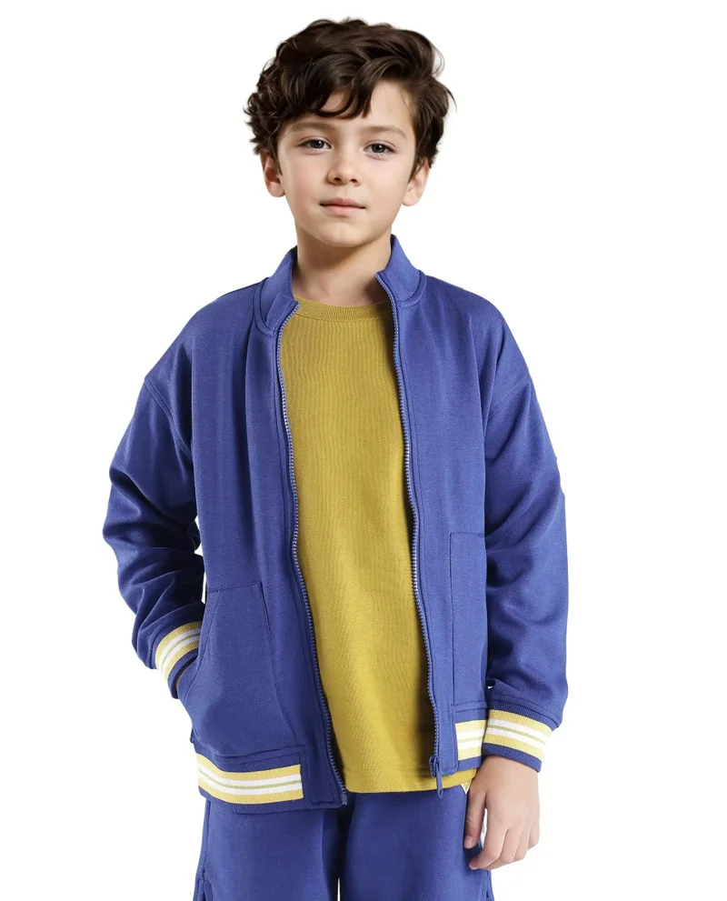 Rare Ones Rare Ones Kids Manttn Dark Blue Cotton Poly Full Sleeve Applique Jacket