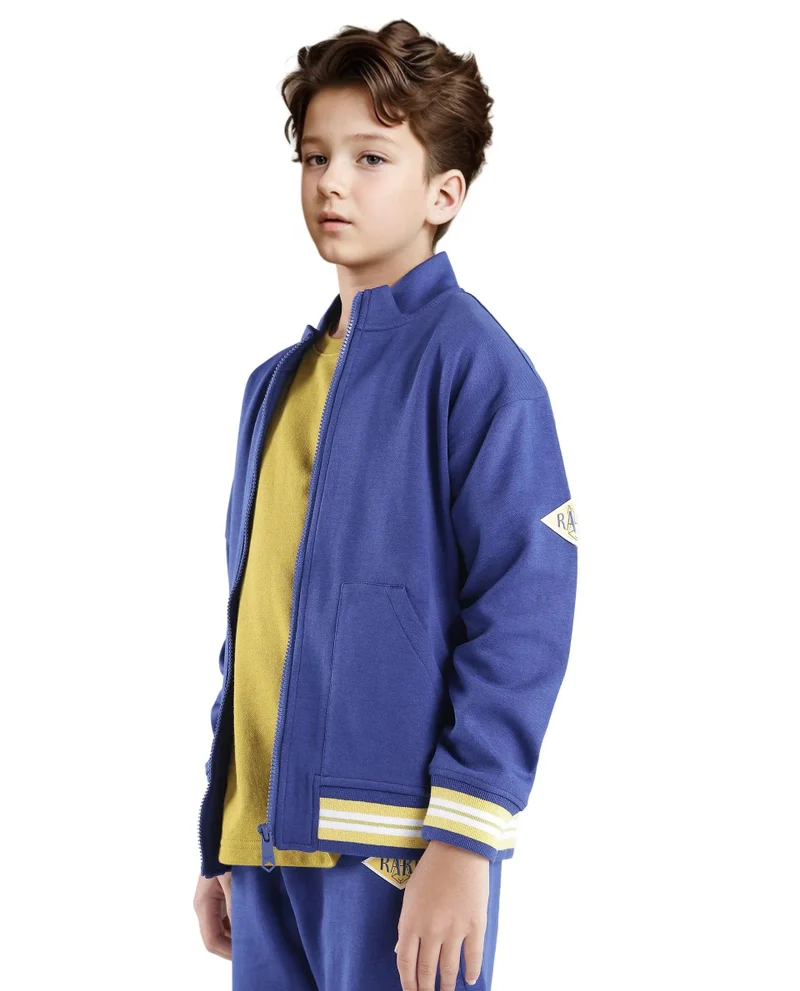 Rare Ones Rare Ones Kids Manttn Dark Blue Cotton Poly Full Sleeve Applique Jacket