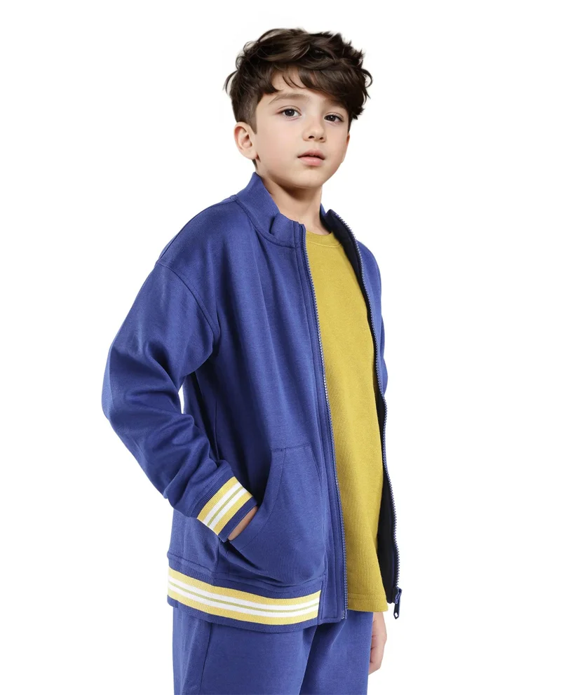 Rare Ones Rare Ones Kids Manttn Dark Blue Cotton Poly Full Sleeve Applique Jacket