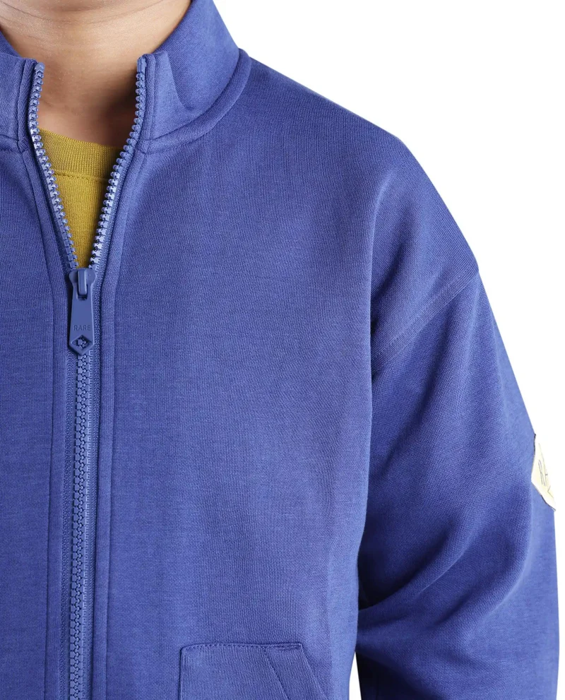 Rare Ones Rare Ones Kids Manttn Dark Blue Cotton Poly Full Sleeve Applique Jacket