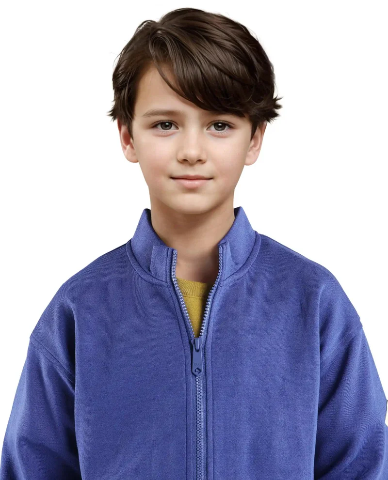 Rare Ones Rare Ones Kids Manttn Dark Blue Cotton Poly Full Sleeve Applique Jacket