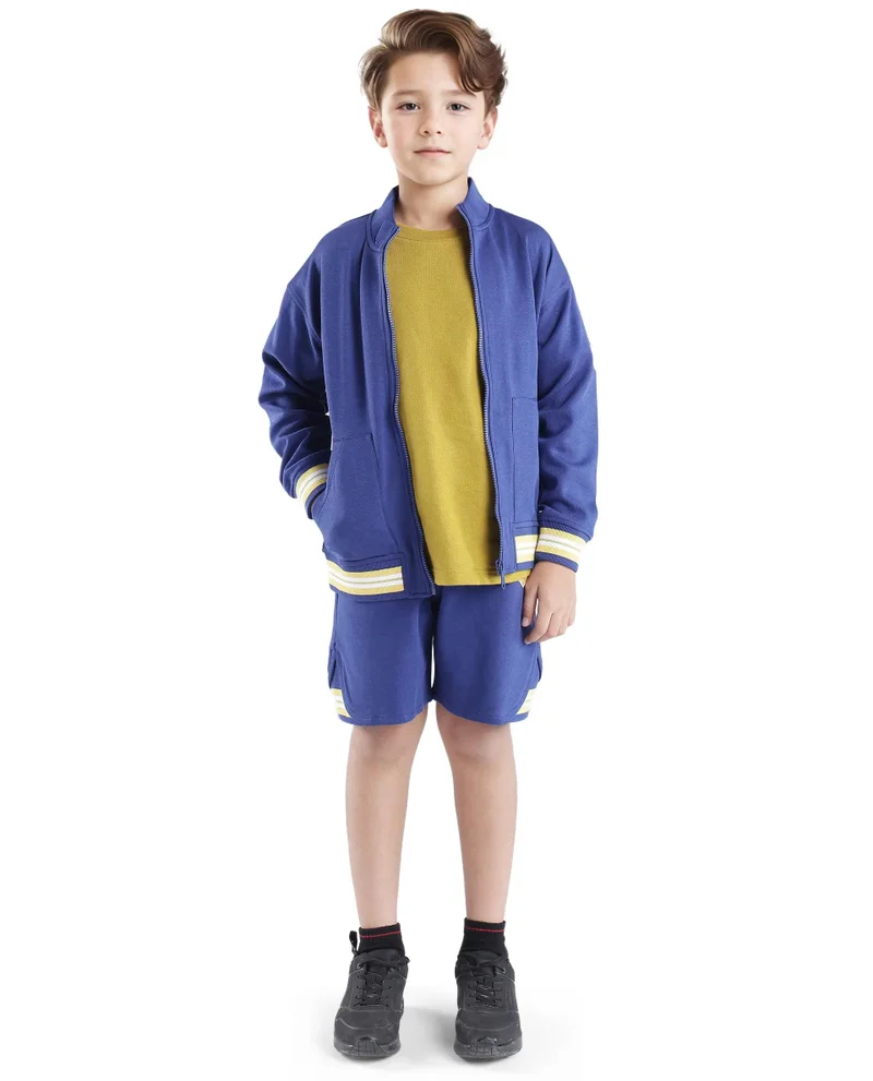 رير ونز Rare Ones Kids Manttn Dark Blue Cotton Poly Full Sleeve Applique Jacket