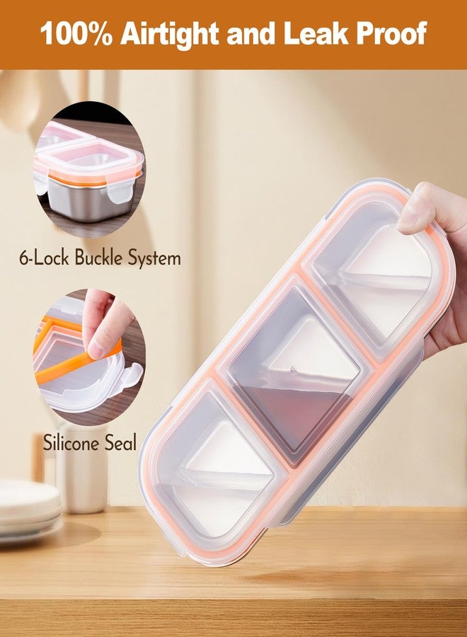 Ugotit Snack Containers, Reusable Leakproof Stainless Steel Food Storage Containers with Lids, 2 Compartment Snackle Box Organizer, Dishwasher Safe for Meal Prep, Dips, Nuts (24zo, Orange) - Image 2