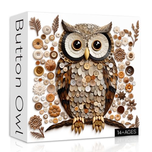 PPuzzling Button Owl Puzzles for Adults 1000 Pieces Nature Forest Bird Jigsaw Puzzles Vintage Animal Art Puzzle as Owl Decor - Image 1