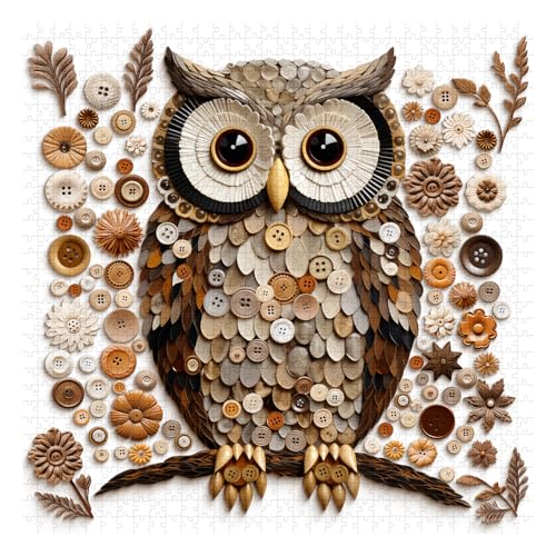 PPuzzling Button Owl Puzzles for Adults 1000 Pieces Nature Forest Bird Jigsaw Puzzles Vintage Animal Art Puzzle as Owl Decor - Image 5