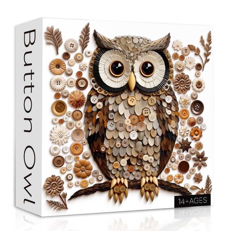 PPuzzling Button Owl Puzzles for Adults 1000 Pieces Nature Forest Bird Jigsaw Puzzles Vintage Animal Art Puzzle as Owl Decor - Image 3