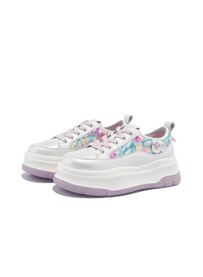 SAFIYA Lightweight Thick Sole】saturday Brand Women's Platform Sneakers 2025 New Irregular Sequins Height-increasing White Shoes - Image 5