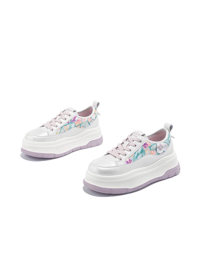 SAFIYA Lightweight Thick Sole】saturday Brand Women's Platform Sneakers 2025 New Irregular Sequins Height-increasing White Shoes - Image 2