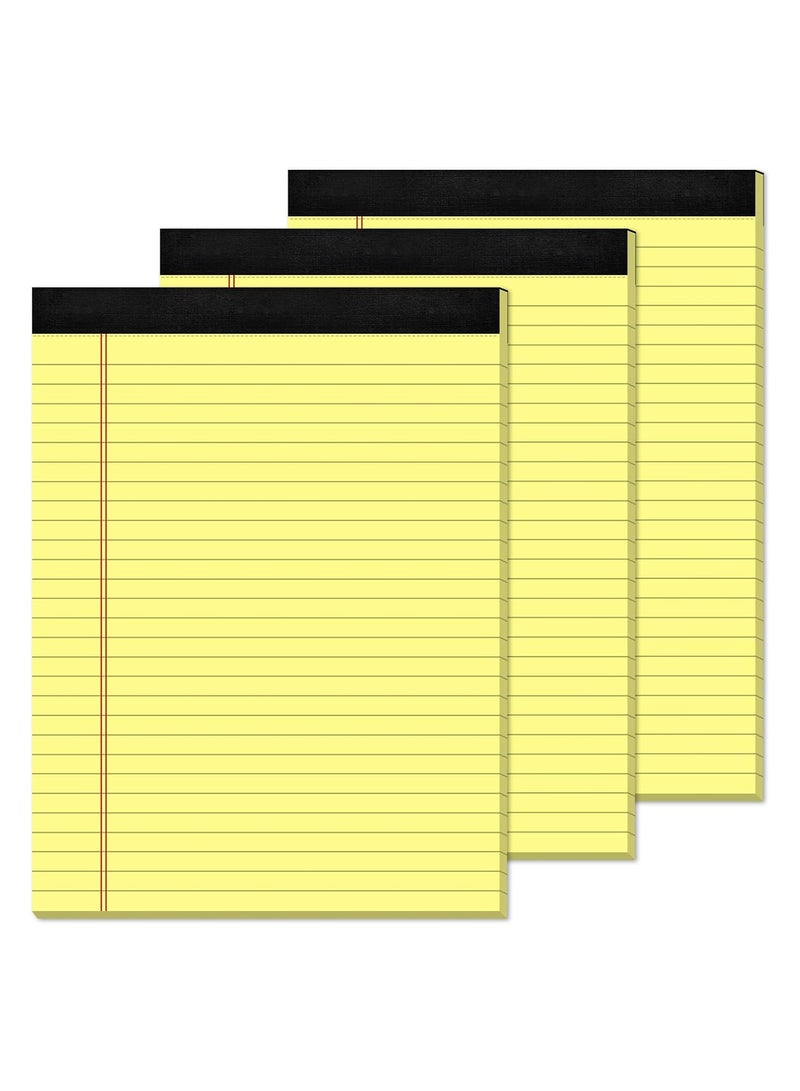 3-Pack Yellow Legal Pads, 8.5 x 11 Inches, Wide Ruled Notebooks with 50 Perforated Sheets Each, Ideal for Note-Taking and Writing, Legal Notepads for Office and School Use. - Image 1