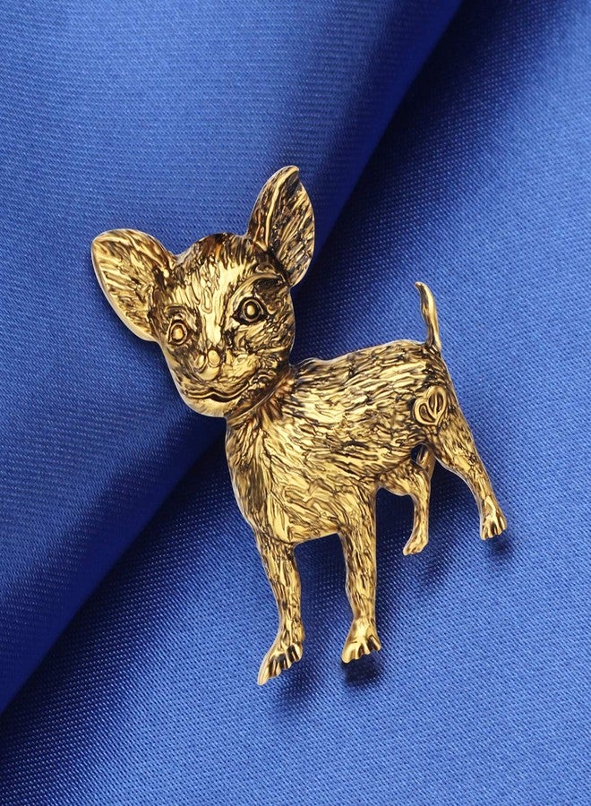 NEWEI Enamel Cute Dog Brooch Pins Charms Gifts for Women And Dog Lovers (Antique Gold Chihuahua) - Image 4