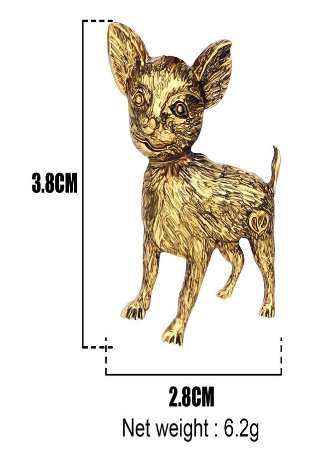 NEWEI Enamel Cute Dog Brooch Pins Charms Gifts for Women And Dog Lovers (Antique Gold Chihuahua) - Image 5