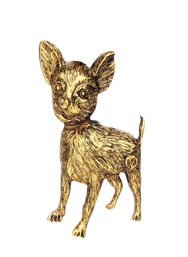 NEWEI Enamel Cute Dog Brooch Pins Charms Gifts for Women And Dog Lovers (Antique Gold Chihuahua) - Image 1