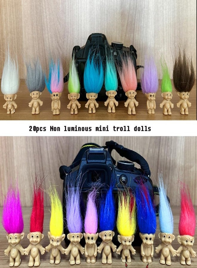Yintlilocn 30pcs Luminous Mini Troll Dolls Glow in The Dark Vintage Action Figures Troll Dolls 1.2" Bodies, 2.3" Hair. Cake Toppers School Project, Arts and Crafts (30pcs) - Image 3