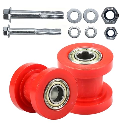 Motcoda 8mm and 10mm Chain Roller Pulley Tensioner Wheel Guide Per for Motorcycle Mini Bike Atv 125cc 140cc 160cc SSR XR125 KLX110 CRF50 Pitster Pit Dirt Bike Parts Red - Image 1