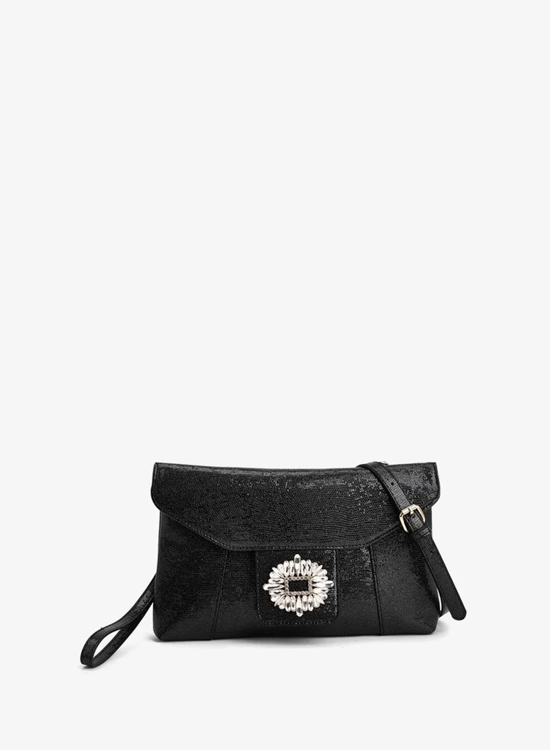 Paprika Embellished Clutch With Haul Loop