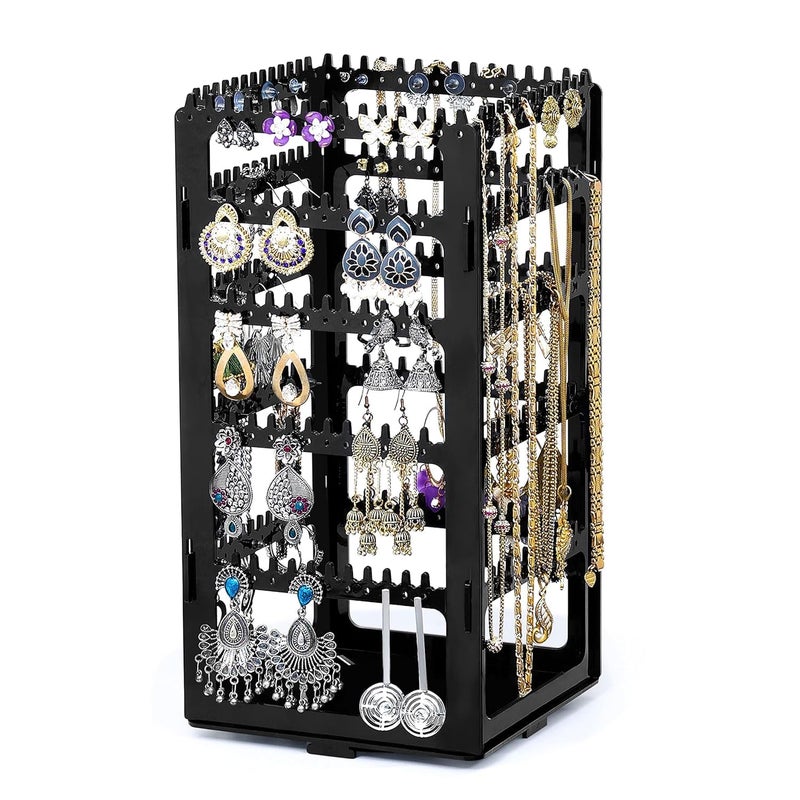 mechdel Plastic Rotating Earrings Stand Jewelry Display Organiser/Earrings Organiser/Jewellery Towers/Jewellery Stands/Earring Organizer Box/Chain Organiser (Rotating Earrings Organizer-Black, 1-SET) - Image 5
