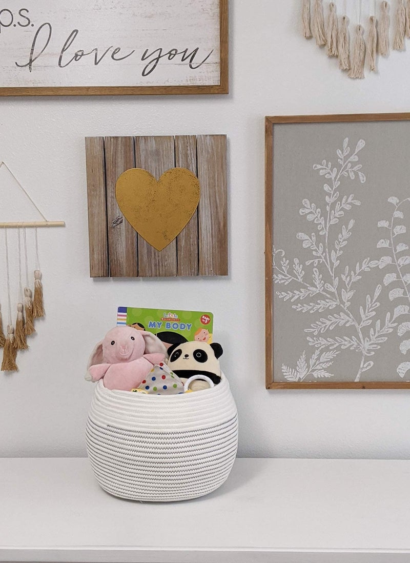 Goodpick Round Cotton Rope Storage Basket for Living Room, Bathroom, Kids' Corner & Shelves, Stores Towels, Cat Toys, Plants, White, 10"D x 8.3"H - Image 5