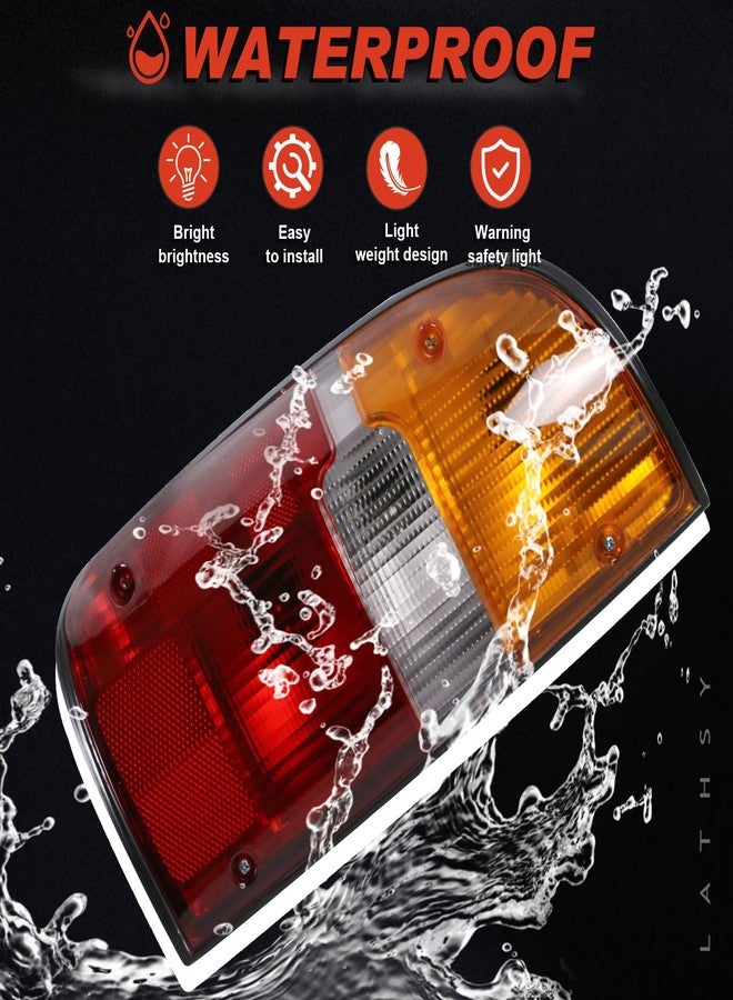 Lathsy Tail Light Compatible With 1995-2000 Toyota Tacoma Rear Light Taillights Pair Left and Right Driver and Passenge Side Replace TO2800116 TO2801116 8156004030 8155004030(Red/Amber/Clear Lens) - Image 4