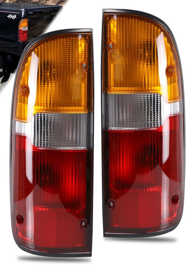 Lathsy Tail Light Compatible With 1995-2000 Toyota Tacoma Rear Light Taillights Pair Left and Right Driver and Passenge Side Replace TO2800116 TO2801116 8156004030 8155004030(Red/Amber/Clear Lens) - Image 1