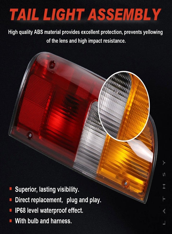 Lathsy Tail Light Compatible With 1995-2000 Toyota Tacoma Rear Light Taillights Pair Left and Right Driver and Passenge Side Replace TO2800116 TO2801116 8156004030 8155004030(Red/Amber/Clear Lens) - Image 5