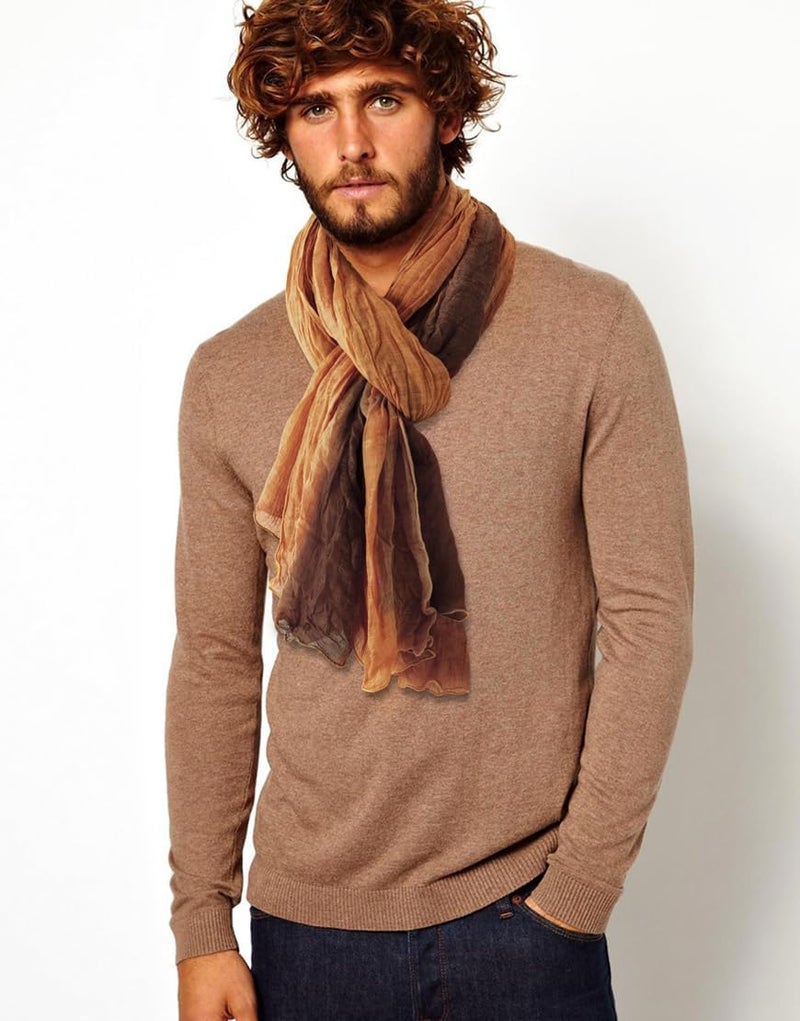 GERINLY وشاح شتوي بتصميم كتلة الألوان للرجال، لفات رقبة طويلة، شال بأسلوب حضري، هدية للرجال - Image 2