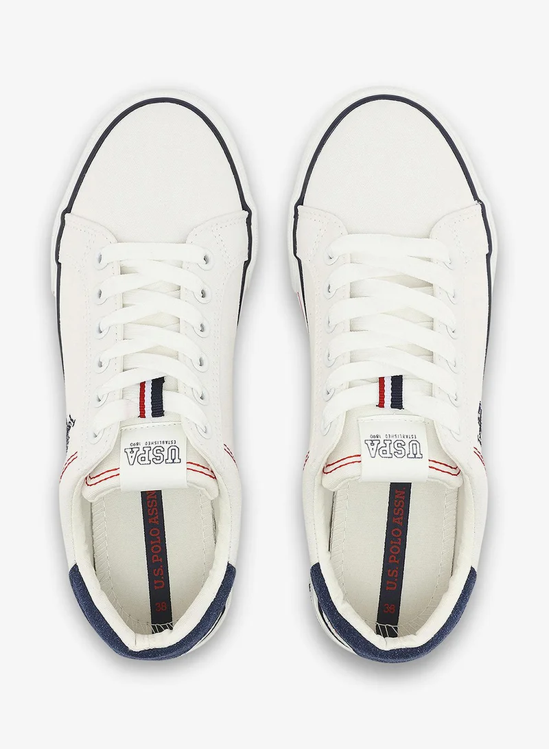 U.S. Polo Assn. white Women's All-White Low-Top Sneakers - Classic Minimalist Design, Comfortable Everyday Casual Shoes for Women | Best Price UAE