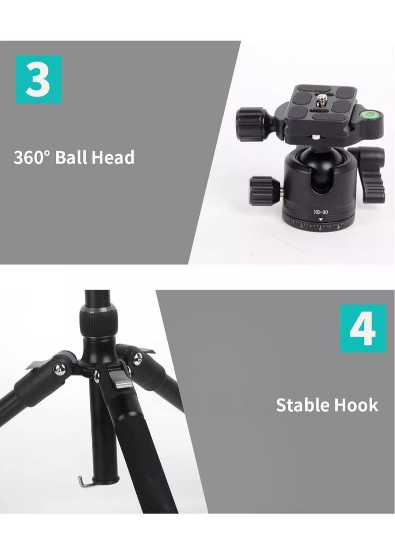 DUSALA 2-IN-1 Monopod tripod 360° Rotation Ball Head with Stable Hook 2-IN-1 Monopod Professional Tripod Stand for Tablet Mobile DSLR camera Action camera(Type 325-NB30) - Image 4