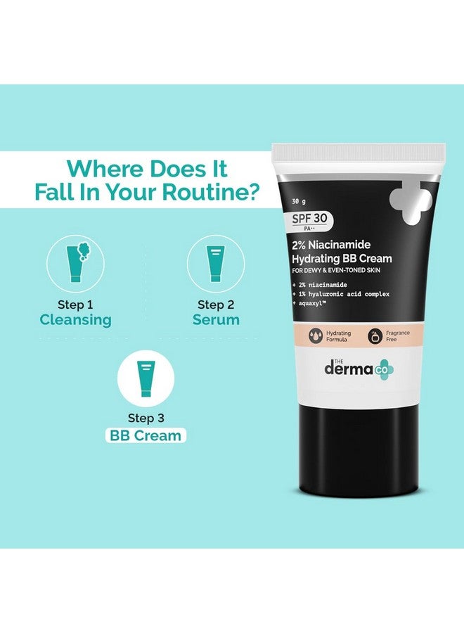 THE derma Co كريم بي بي مرطب بنسبة 2% نياسيناميد مع 1% مركب حمض الهيالورونيك وأكواكسيل، متوسط، غير لامع، لجميع أنواع البشرة - 30 جرام | 01 - عاجي - Image 3