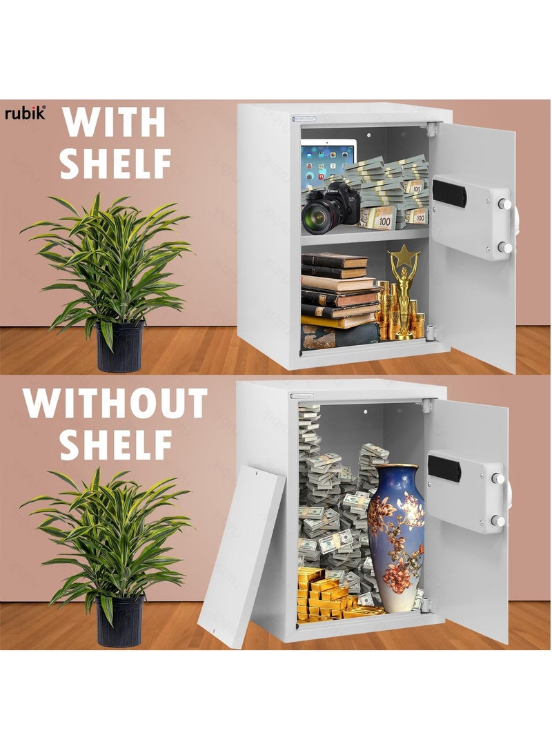 Rubik Safe Box Large for Home Office with Digital Combination Lock and Emergency keys, Fire Resistant (Size 50x35x30cm) White - Image 2