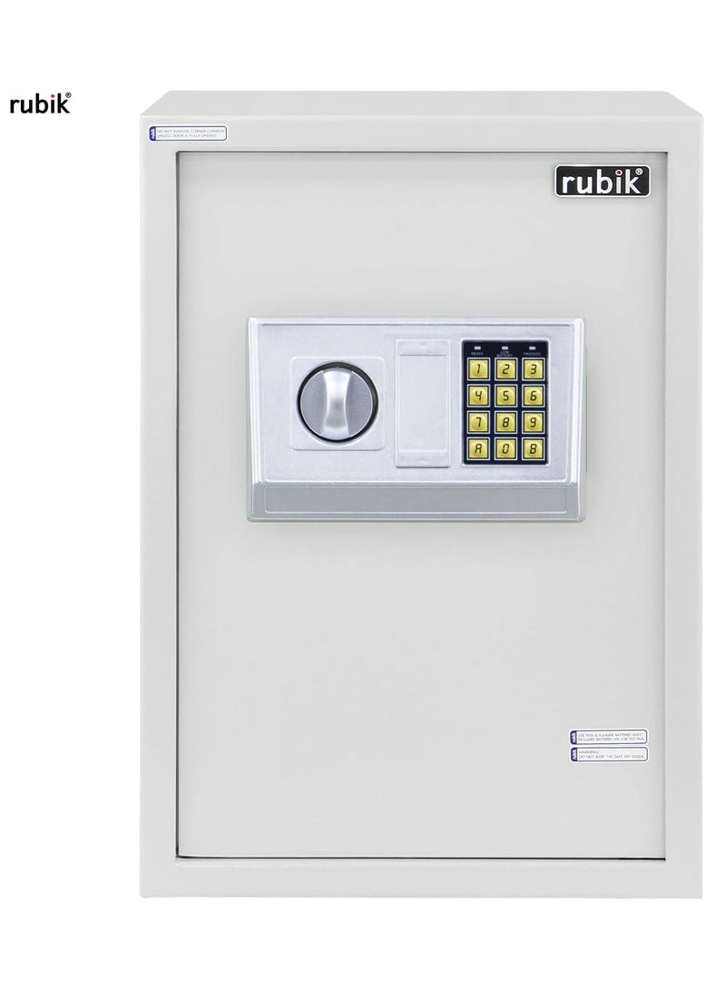 Rubik Safe Box Large for Home Office with Digital Combination Lock and Emergency keys, Fire Resistant (Size 50x35x30cm) White - Image 5