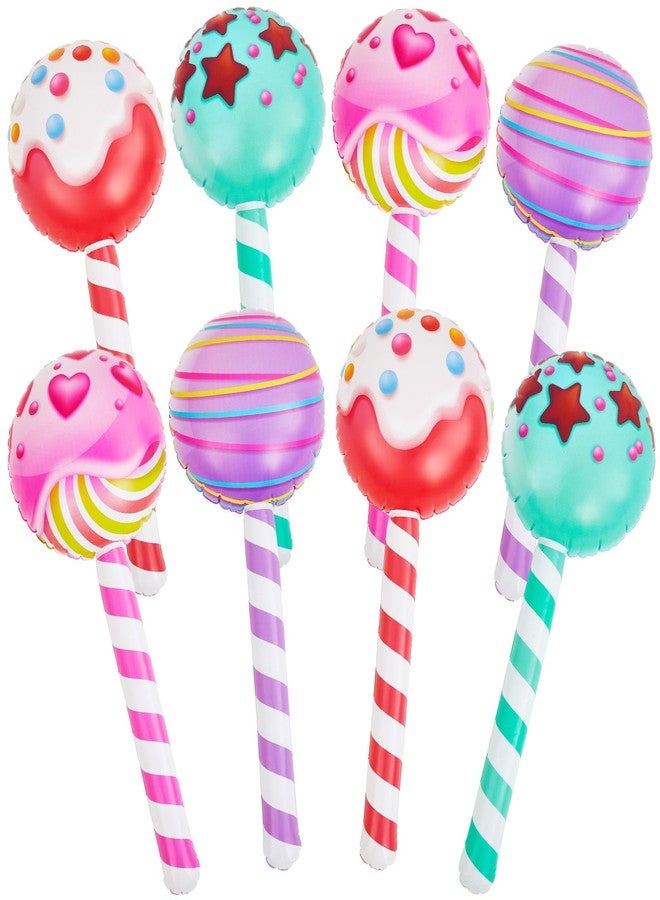 Poen مجموعة بوين المكونة من 8 قطع من المصاصات القابلة للنفخ الكبيرة، بطول 29.53 بوصة، لتزيين حفلات أعياد الميلاد، تتضمن مصاصات عملاقة قابلة للنفخ على شكل بالونات حلوى، مثالية كهدايا للحفلات ذات الطابع الخاص (لطيفة). - Image 1