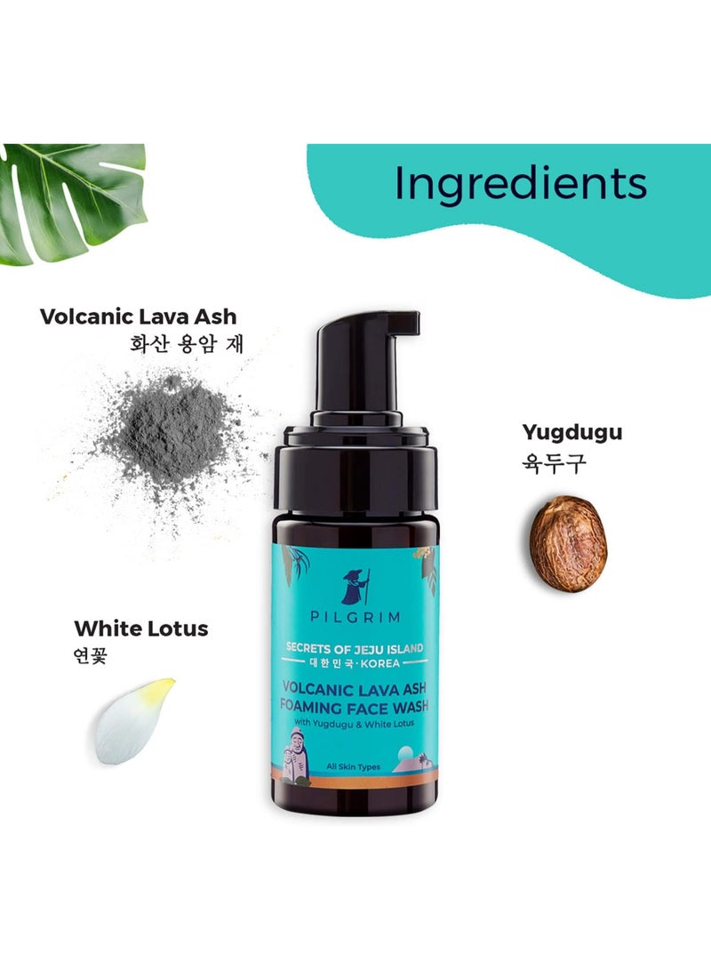 بيلجريم غسول وجه رغوي برماد الحمم البركانية من بيلجريم للتنظيف العميق باليوجدوجو واللوتس الأبيض منتجات كورية للعناية بالبشرة آمن 100% لجميع أنواع البشرة خالي كبريتات لوريل الصوديوم والبارابين 120 مل - Image 2