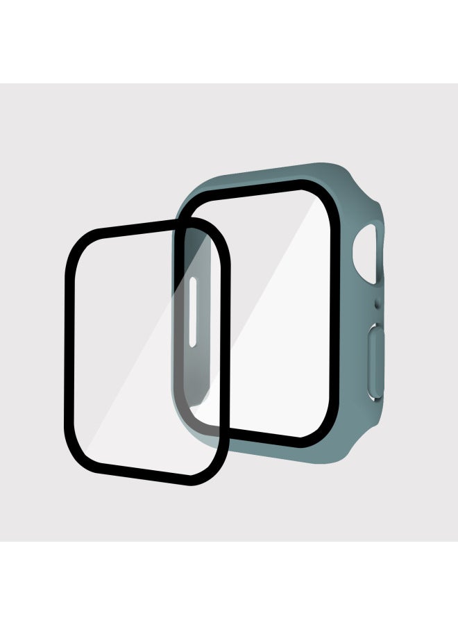 Suitable For Iwatch9 Watch Protective Shell PC Hard Shell Tempered Film Integrated Protective Cover 8/7/6 For Apple Watch Case-Color:Official Green-Exterior Dimension:45mm(7 Generations With Keys)