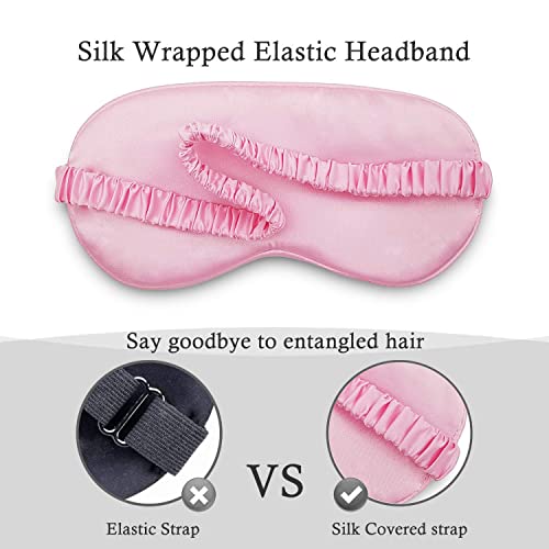Jenna™ Natural Silk Sleeping Eye Shade Mask Cover for Insomnia, Meditation, Puffy Eyes and Dark Circles BabyPink - Image 3
