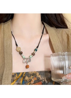 Ceramic Butterfly Bead Necklace Women 2024New Chinese drunk dream National style necklace New Chinese drunk dream National style necklace