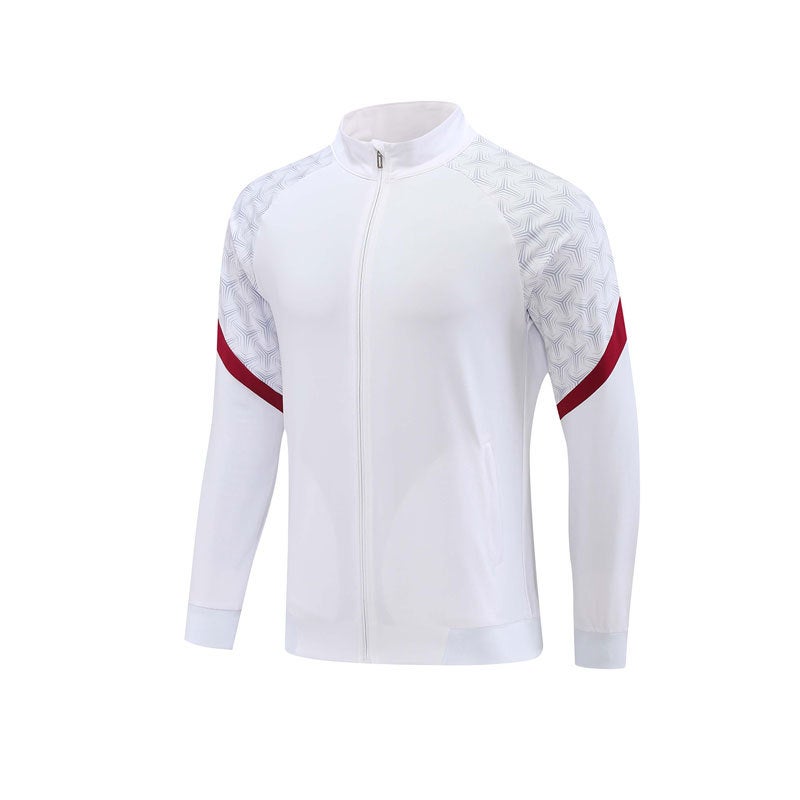 Generic Long-Sleeved Football Clothes Jacket suit Mens Winter Training Clothes Childrens Adult Appearance Clothes Competition Appearance Team Clothes Jacket 02 full zipper top-white 