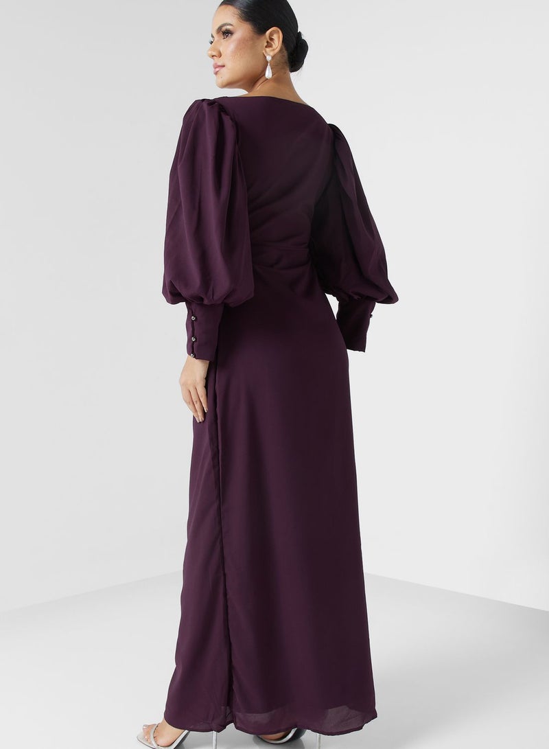 Ella Limited Edition Puff Sleeve Shift Dress With Slit  - Image 2