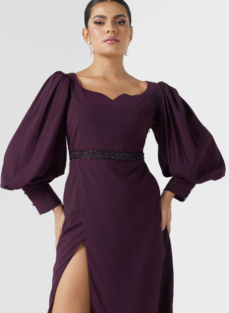 Ella Limited Edition Puff Sleeve Shift Dress With Slit  - Image 3