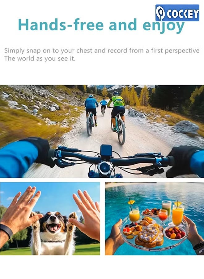 COCKEY 2.7K HD mini sports camera, new 180° rotating multi-angle outdoor camera, 1.47 HD magnetic camcorder, portable thumb camera with 32GB memory card, WIFI camera for vlog recording, cycling, travel, sports DV - Image 2