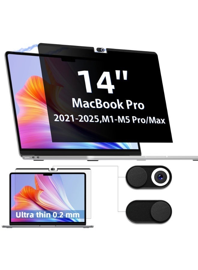 **حاجب شاشة مغناطيسي للخصوصية لجهاز MacBook Pro مقاس 14 إنش (إصدارات 2021-2025، M1-M5)، قابل للإزالة وسهل التركيب والفك، مضاد للضوء الأزرق والوهج، متوافق مع أجهزة Mac Pro مقاس 14.2 إنش** - Image 1