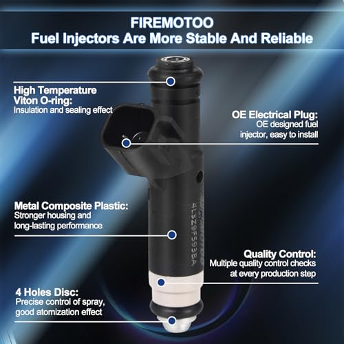 FIREMOTOO Fuel Injectors Pack of 8 Compatible with Mercury Mountaineer for Ford for F150 E150 Club Wagon E250 Explorer 46L V8 2004 2005 2006 2007 2008 Replace 4L3Z9F593BA 4L3Z9F593AB FJ867 CM5171 4 Holes - Image 3