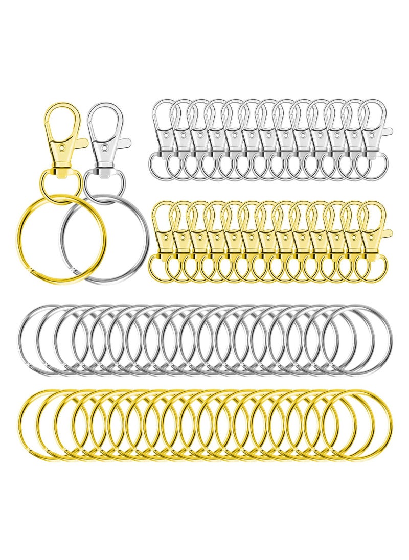 SYOSI - 100pcs Key Chain Swivel Hooks Metal Snap Hook Lanyard Clips with Rings Keychain Hardware for Purse and Crafts - Image 1