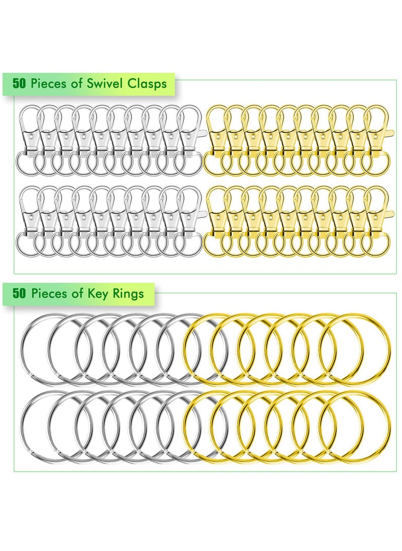 SYOSI - 100pcs Key Chain Swivel Hooks Metal Snap Hook Lanyard Clips with Rings Keychain Hardware for Purse and Crafts - Image 1