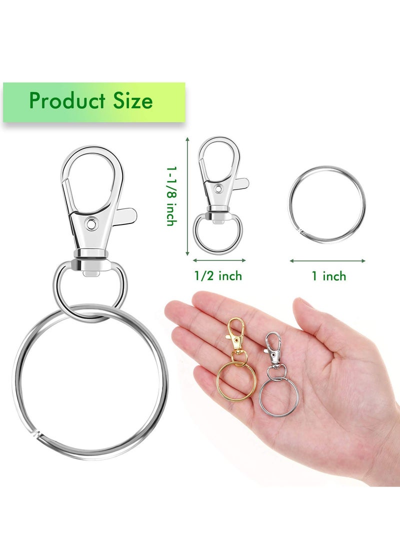 SYOSI - 100pcs Key Chain Swivel Hooks Metal Snap Hook Lanyard Clips with Rings Keychain Hardware for Purse and Crafts - Image 1